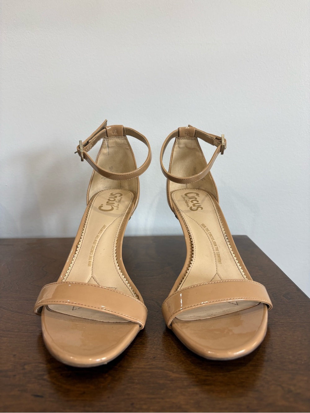 Circus by Sam Edelman Patent Tan Ankle-Strap Heels